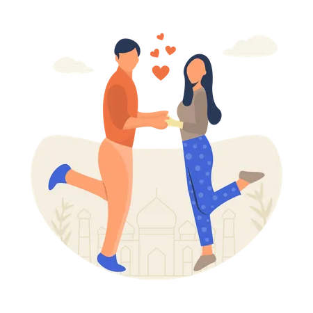 Couple dancing on valentines day  Illustration