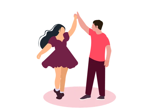 Couple dancing on valentines day  Illustration