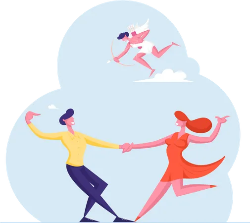 Couple dancing on valentines  Illustration