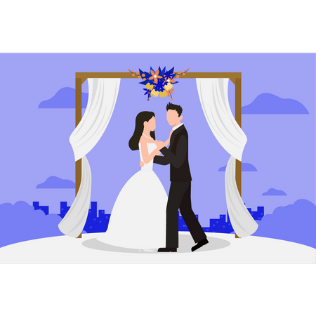 Couple dancing on wedding day Illustration