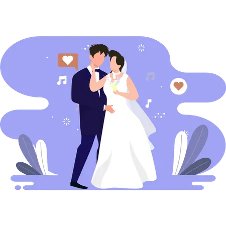 Couple dancing on wedding day Illustration