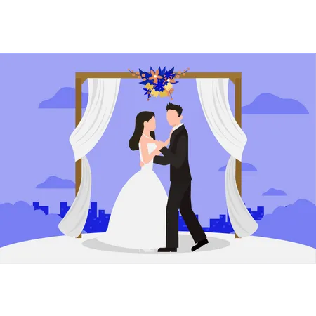 Couple dancing on wedding day  Illustration