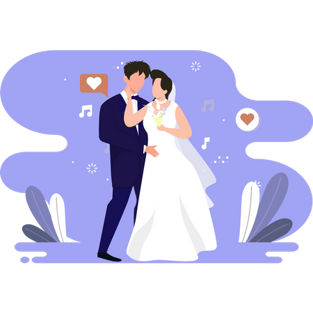 Couple dancing on wedding day  Illustration