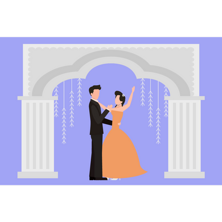 Couple dancing on wedding day  Illustration