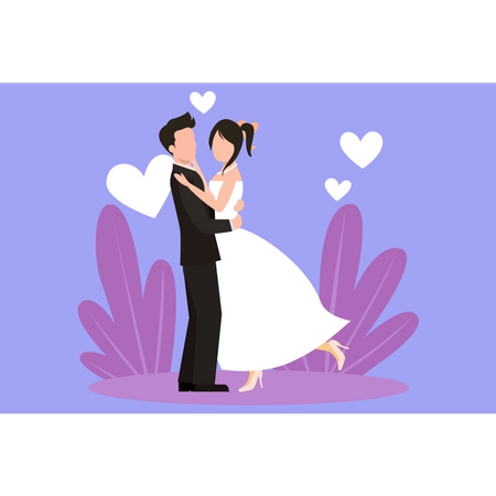 Couple dancing on wedding day  Illustration