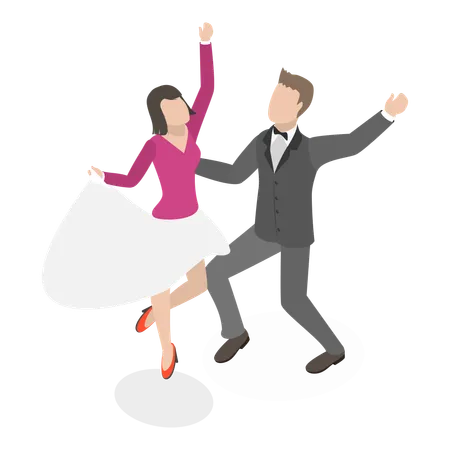 Couple dancing together  イラスト