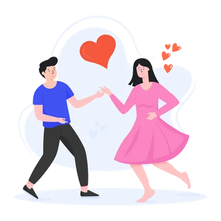 Couple Dance Flat Editable Illustration Illustration