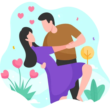 Couple Romantic Dance Illustration