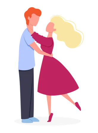 Cute Romantic Couple Domestic And Date Situation Woman And Man Are In Love Lovers Spending Time Together Isolated Flat Vector Illustration Illustration