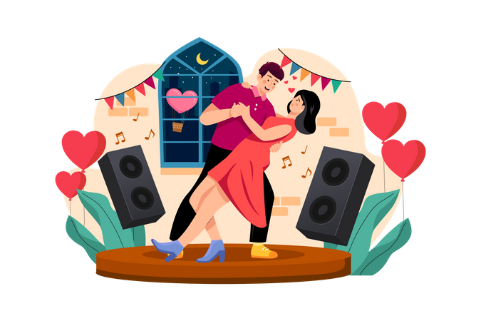 Couple Dancing Together Illustration