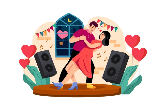 Couple Dancing Together Illustration