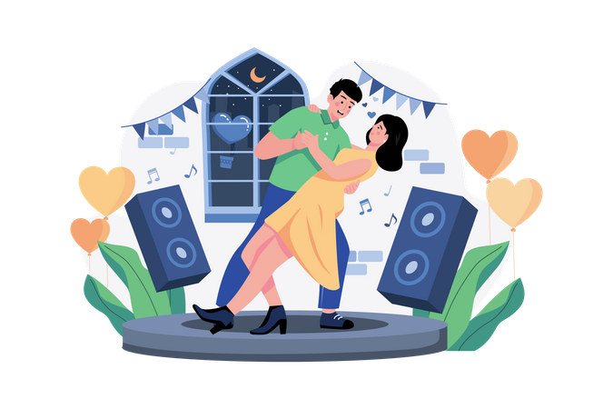 Couple Dancing Together  Illustration