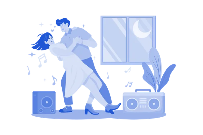 Couple Dancing Together  Illustration