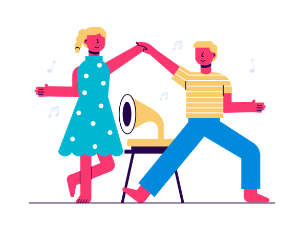 Couple dancing together  Illustration