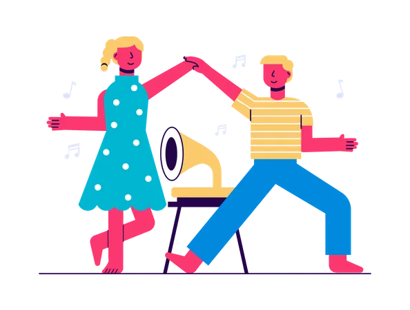 Couple dancing together  Illustration