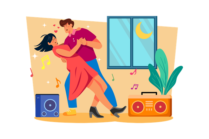 Couple Dancing Together  Illustration