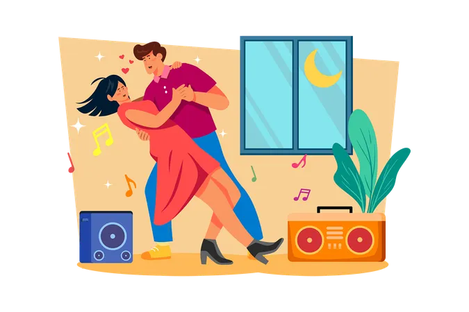 Couple Dancing Together  Illustration