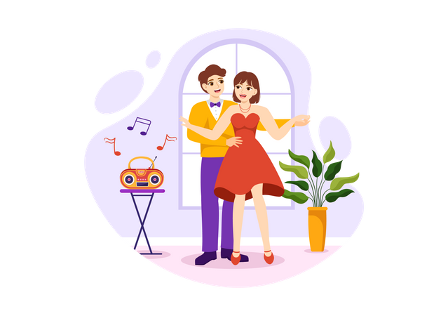 Couple Dancing Together  Illustration