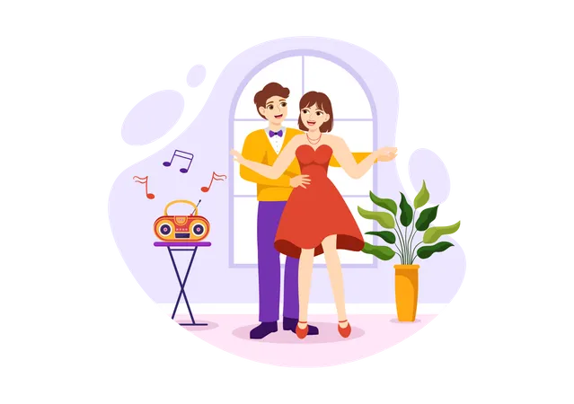 Couple Dancing Together  Illustration