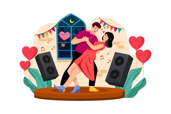 Couple Dancing Together  Illustration