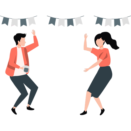 Couple dancing with joy  Illustration