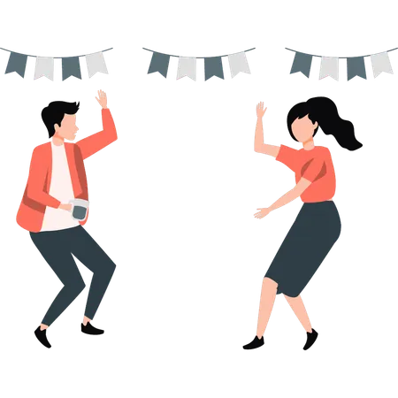 Couple dancing with joy  Illustration