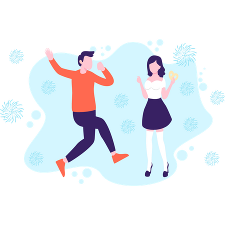 Couple dancing with open heart Illustration