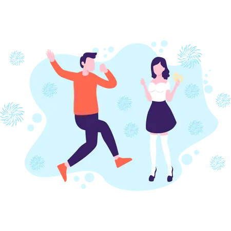 Couple dancing with open heart Illustration