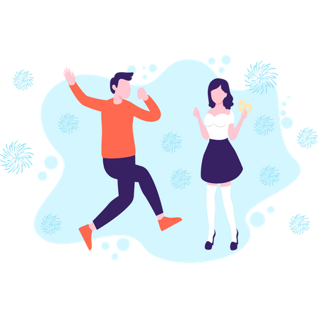 Couple dancing with open heart  Illustration