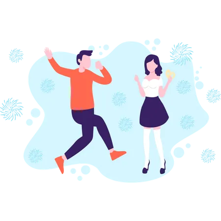 Couple dancing with open heart  Illustration