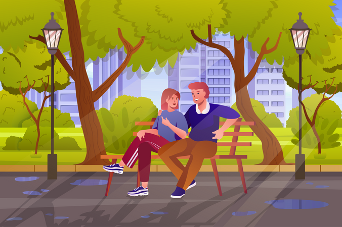 Couple dans le jardin  Illustration