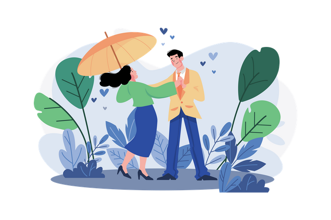 Couple dans le parc  Illustration