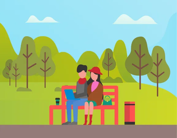 Couple dans le parc  Illustration