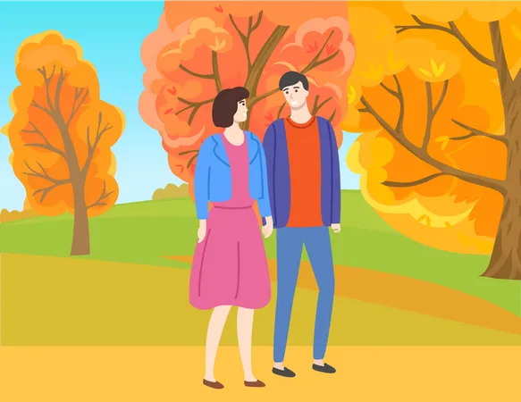 Couple dans le parc  Illustration