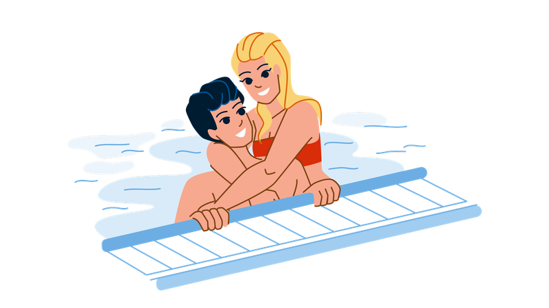 Couple dans la piscine  Illustration