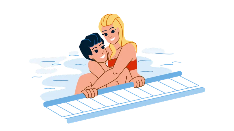 Couple dans la piscine  Illustration