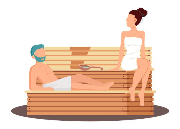 Couple dans un sauna  Illustration