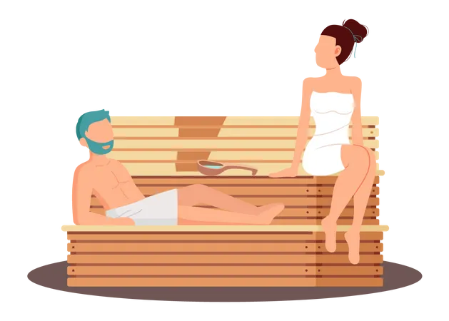 Couple dans un sauna  Illustration