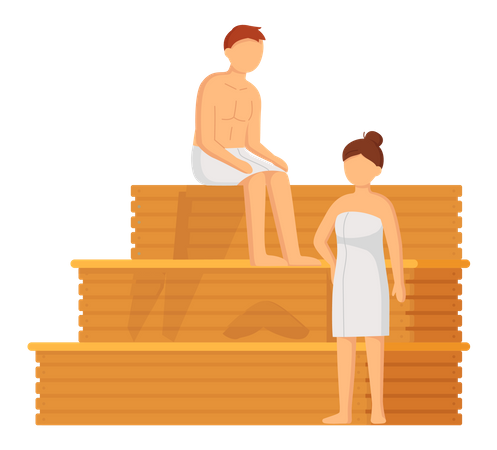 Couple dans un sauna  Illustration