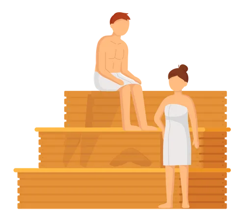 Couple dans un sauna  Illustration
