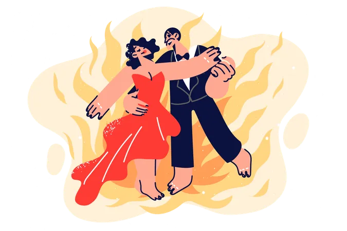 Un couple dansant exécute une danse salsa passionnée  Illustration