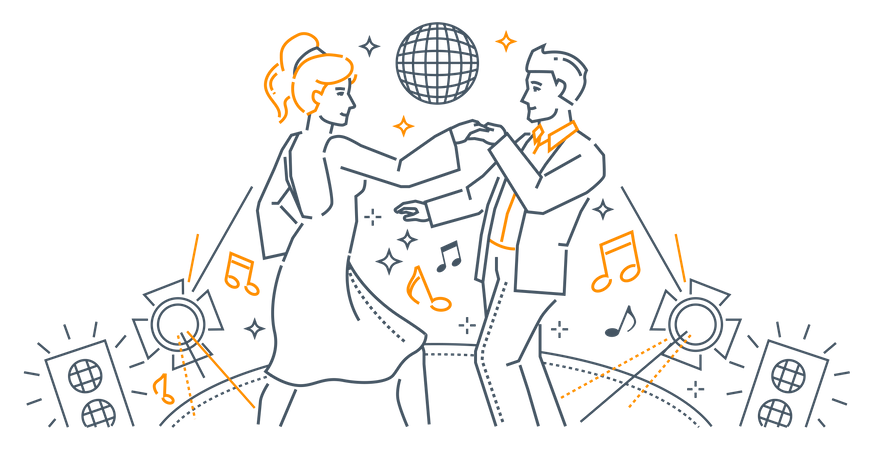Couple dansant en discothèque  Illustration
