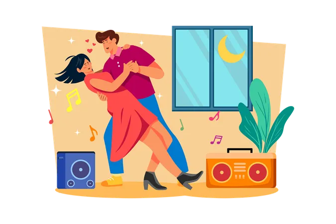 Couple dansant ensemble  Illustration