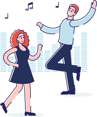 Couple dansant ensemble sur une chanson romantique  Illustration