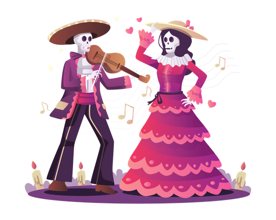 Couple dansant la veille d’Halloween  Illustration