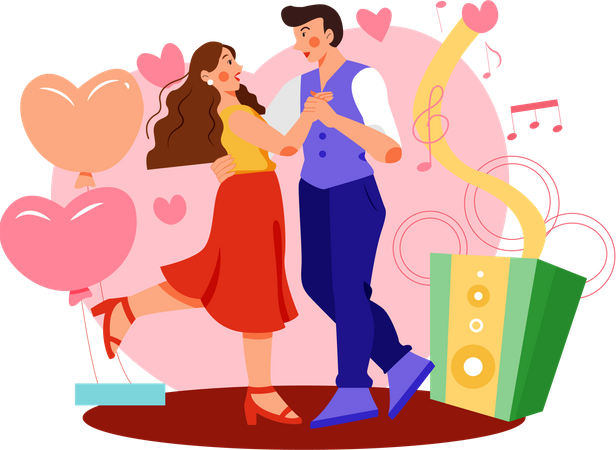 Couple dansant le jour de l'anniversaire  Illustration