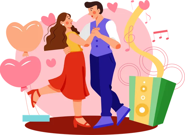 Couple dansant le jour de l'anniversaire  Illustration