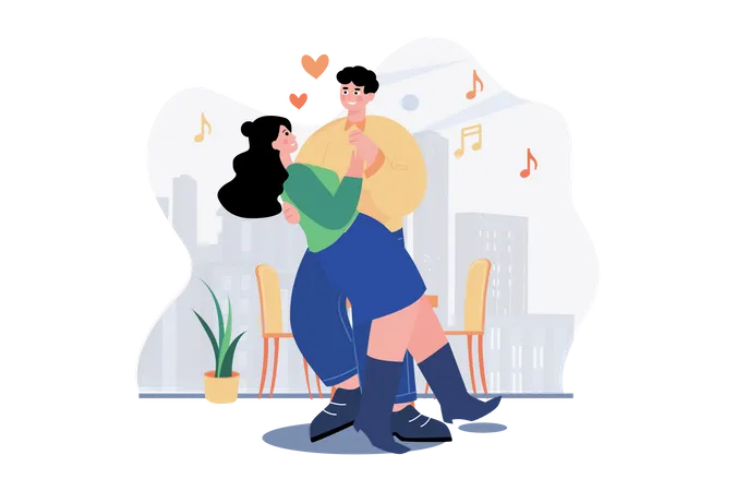Couple dansant le jour de la Saint-Valentin  Illustration