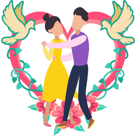 Couple dansant le jour de la Saint-Valentin  Illustration