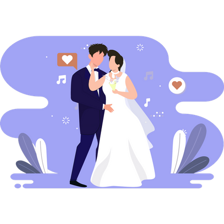Couple dansant le jour du mariage  Illustration
